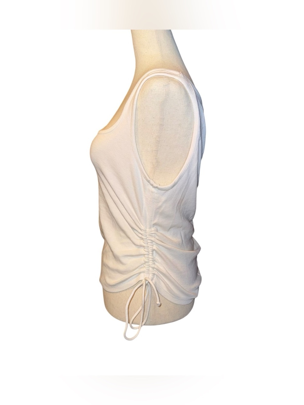 ANTHROPOLOGIE PILCRO Square Neck Ribbed Ruched Tank Top White Size Medium - Picture 9 of 14